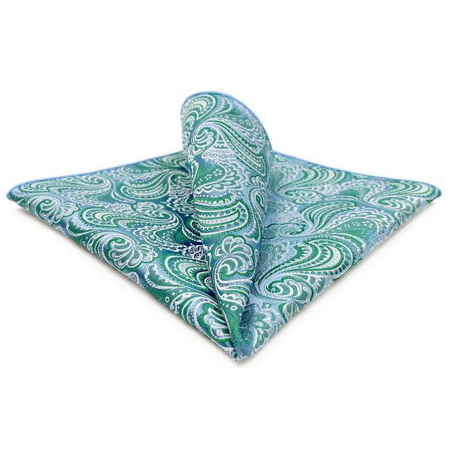 shlax & wing BH61 Aqua Geometric Mens Pocket Square Classic Fashion Wedding Handkerchief Dress Hanky