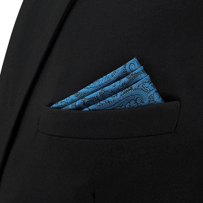 Shlax & Wing BH62 Dark Teal Paisley Mens Pocket Square Fashion Party Classic Handkerchief Acceossories Wedding