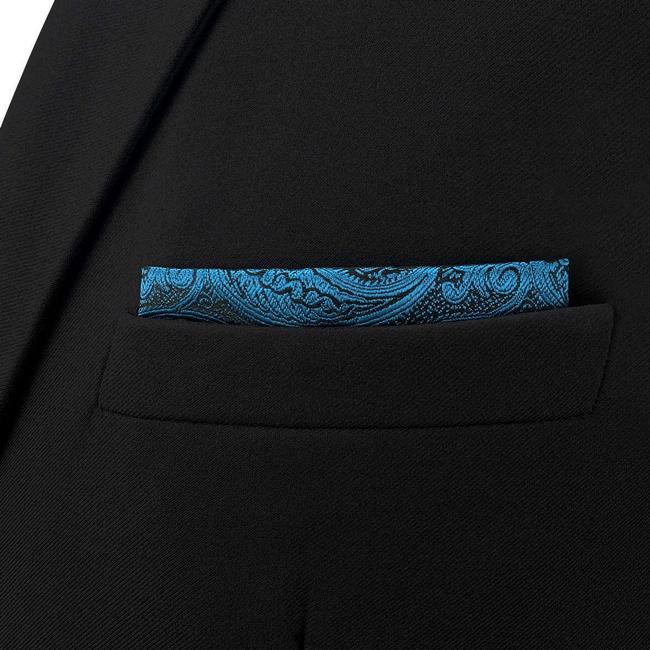 Shlax & Wing BH62 Dark Teal Paisley Mens Pocket Square Fashion Party Classic Handkerchief Acceossories Wedding