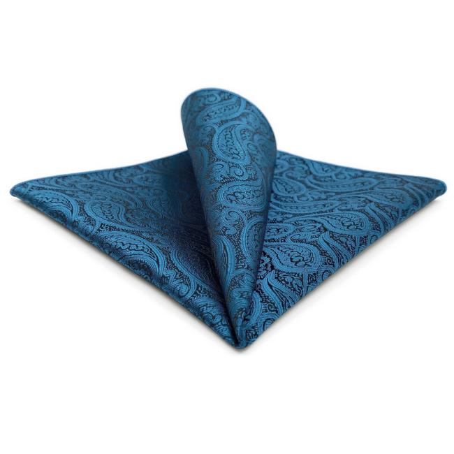 shlax & wing BH62 Dark Teal Paisley Mens Pocket Square Fashion Party Classic Handkerchief Acceossories Wedding