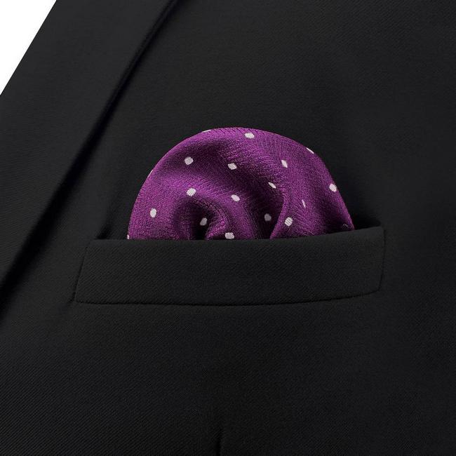 Shlax & Wing BH63 Dark Magenta Purple Dots Mens Pocket Square Classic Fashion Wedding Handkerchief Gift