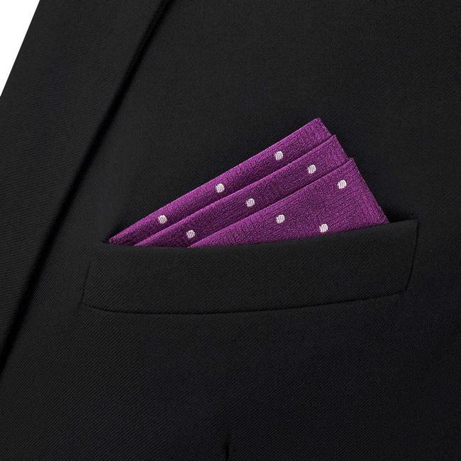 Shlax & Wing BH63 Dark Magenta Purple Dots Mens Pocket Square Classic Fashion Wedding Handkerchief Gift