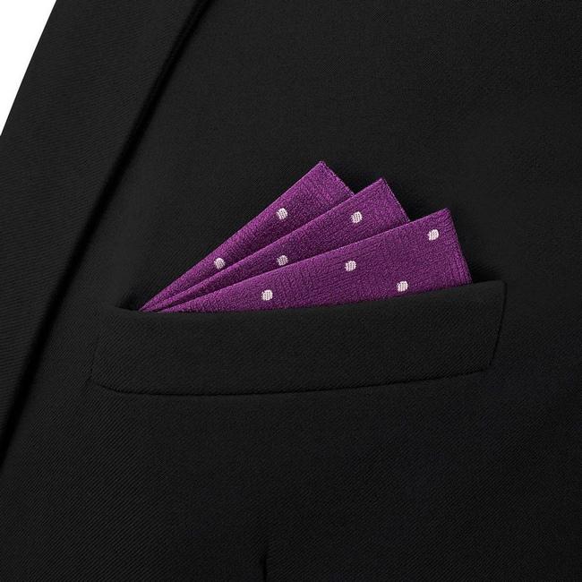 Shlax & Wing BH63 Dark Magenta Purple Dots Mens Pocket Square Classic Fashion Wedding Handkerchief Gift