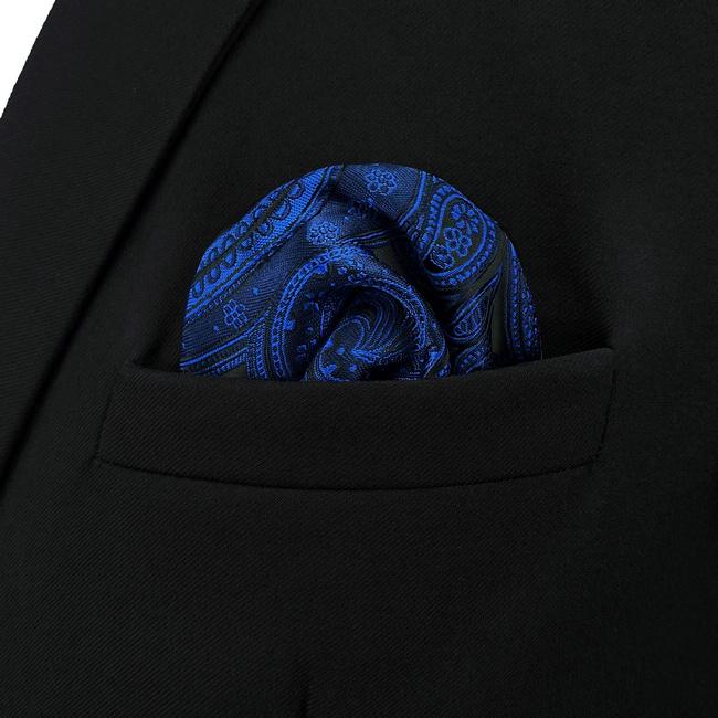 Shlax & Wing BH7 Navy Paisley Silk Mens Pocket Square Fashion Classic Brand New Handkerchief Wedding Hanky
