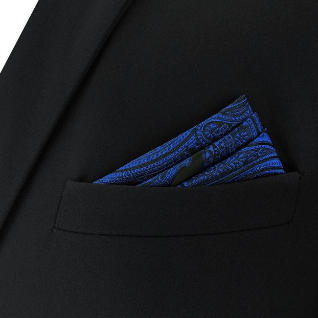 Shlax & Wing BH7 Navy Paisley Silk Mens Pocket Square Fashion Classic Brand New Handkerchief Wedding Hanky