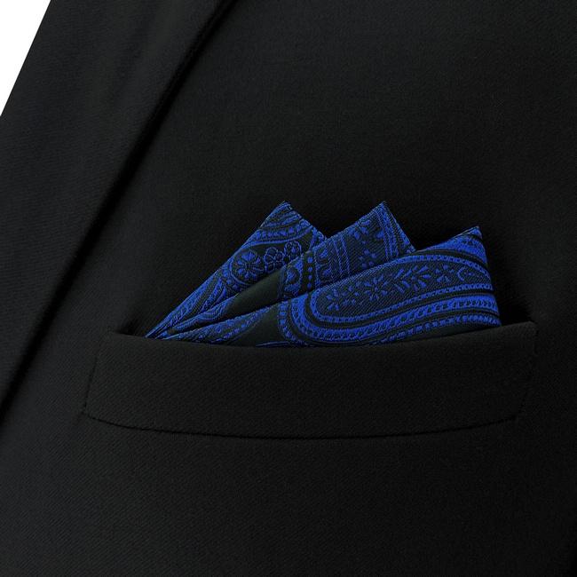 Shlax & Wing BH7 Navy Paisley Silk Mens Pocket Square Fashion Classic Brand New Handkerchief Wedding Hanky