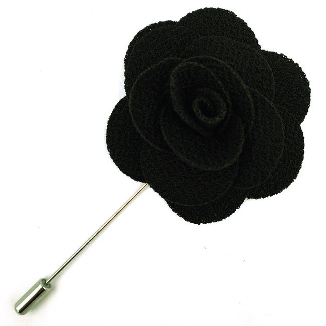 shlax & wing Black Cotton Blend Lapel Flowers Boutonniere Stick Pin Men’s Accessories Handmade Necktie