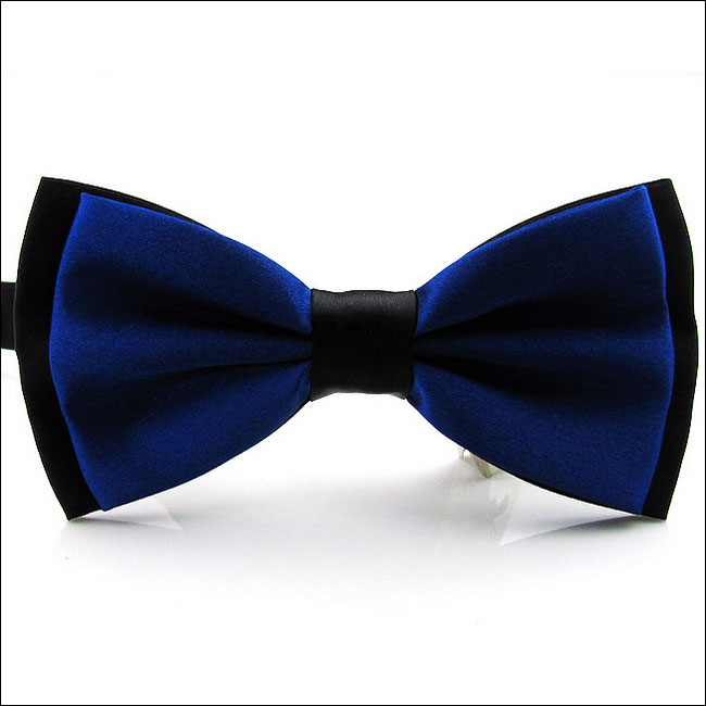Shlax & Wing Black Navy Solid Mens Pre-tied Ajustable SilkBlend Wedding Dress Fashion SilkBlend Bow Tie