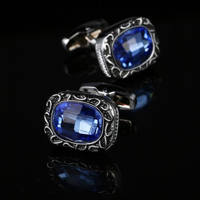 Shlax & Wing Blue Crystal Cufflinks For Men Business Gift Men’s Cuff Links 03