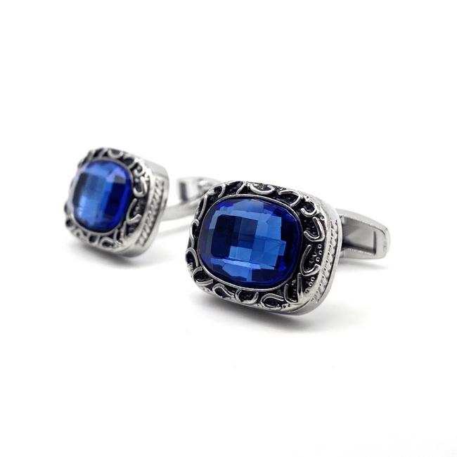 shlax & wing Blue Crystal Cufflinks for Men Business Gift Men’s Cuff Links 03