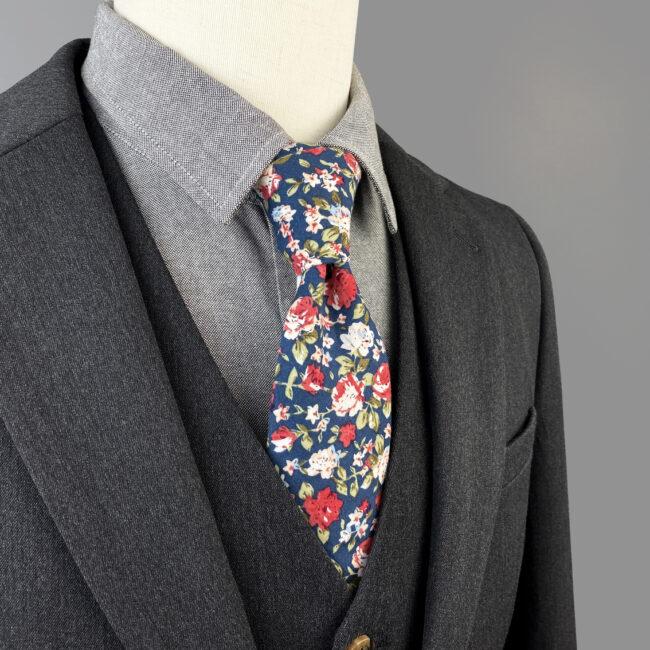 Shlax & Wing Blue Floral Men’s Skinny Necktie Cotton Fashion 6cm Gift Wedding Party Casual Gravatas