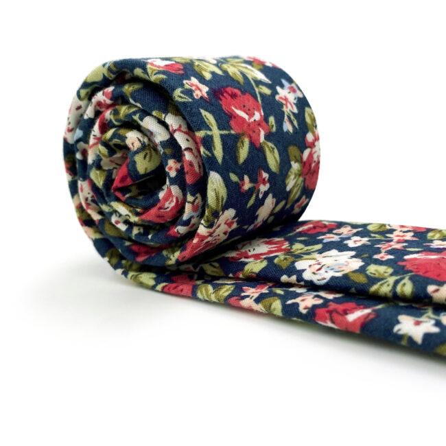 Shlax & Wing Blue Floral Men’s Skinny Necktie Cotton Fashion 6cm Gift Wedding Party Casual Gravatas