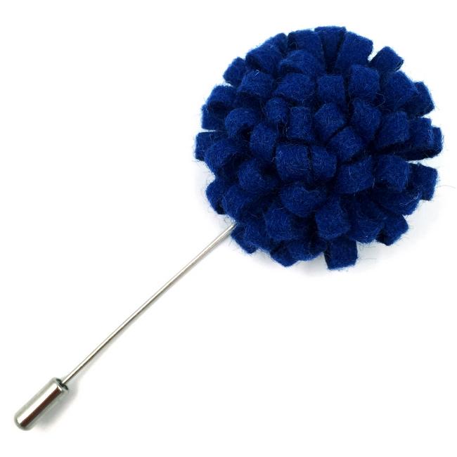 shlax & wing Blue Wool Felt Lapel Flowers Boutonniere Stick Pin Men’s Accessories Handmade Necktie