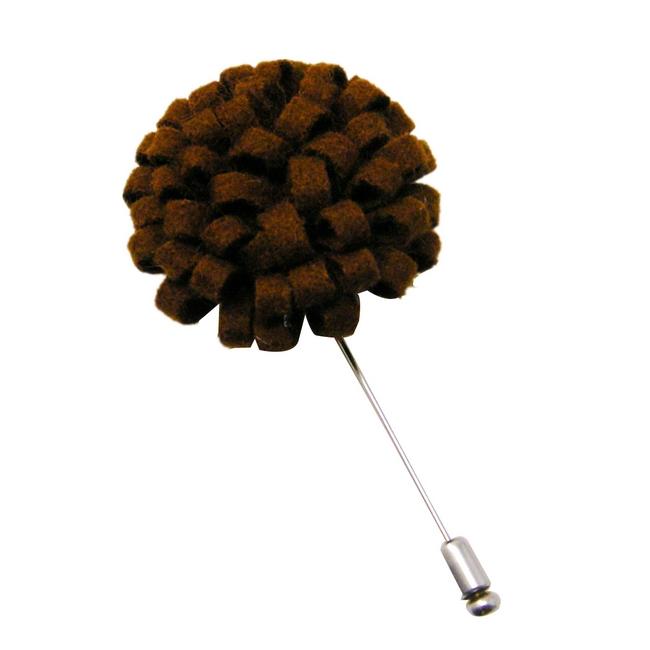 Shlax & Wing Brown Wool Felt Lapel Flowers Boutonniere Stick Pin Men’s Accessories Handmade Necktie