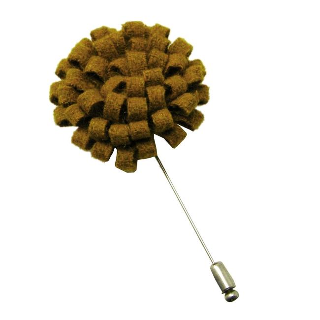 Shlax & Wing Camel Wool Blend Lapel Flowers Handmade Boutonniere Stick Pin Men’s Accessories