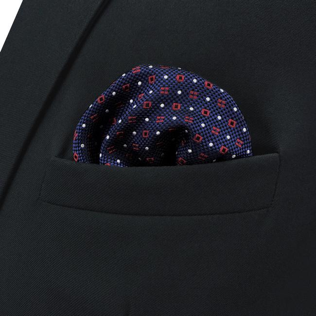 Shlax & Wing CH24 Navy Red White Dots Mens Pocket Square Silk Wedding Classic Handkerchief Brand New Accessory Hanky