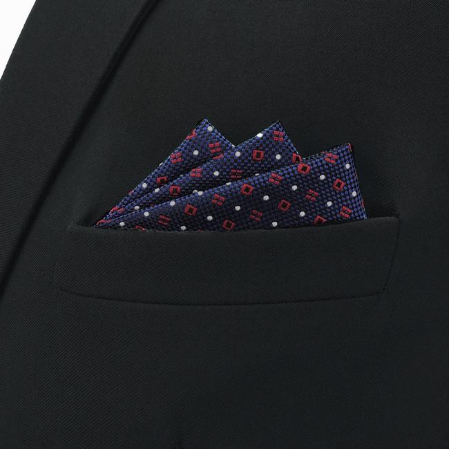 Shlax & Wing CH24 Navy Red White Dots Mens Pocket Square Silk Wedding Classic Handkerchief Brand New Accessory Hanky