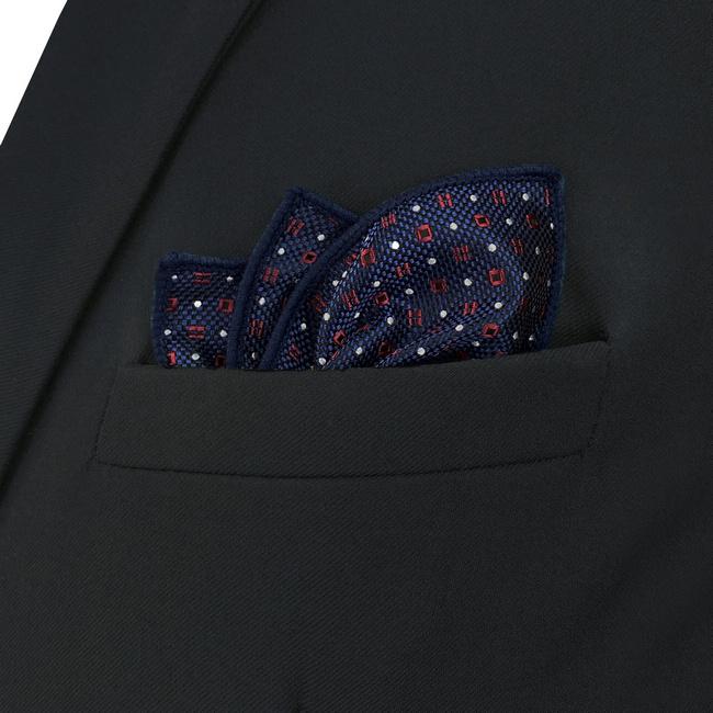 Shlax & Wing CH24 Navy Red White Dots Mens Pocket Square Silk Wedding Classic Handkerchief Brand New Accessory Hanky