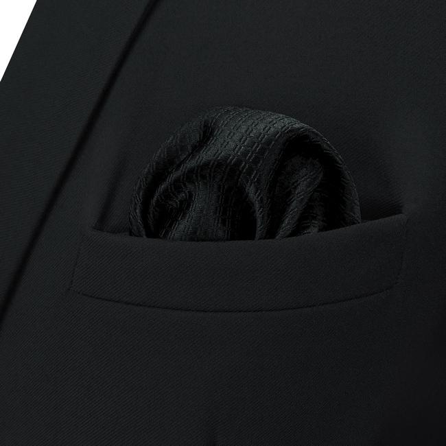 Shlax & Wing CH28 Silk Black Solid Mens Pocket Square Fashion Wedding Acceossories Hanky Brand New Handkerchief