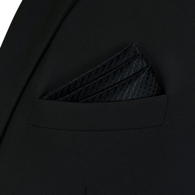 Shlax & Wing CH28 Silk Black Solid Mens Pocket Square Fashion Wedding Acceossories Hanky Brand New Handkerchief