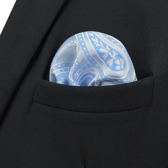 Shlax & Wing CH9 Blue Paisley Mens Pocket Square Silk Fashion Novelty Handkerchief Classic Groom Dress Hanky
