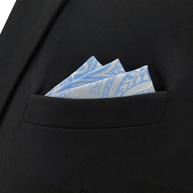 Shlax & Wing CH9 Blue Paisley Mens Pocket Square Silk Fashion Novelty Handkerchief Classic Groom Dress Hanky