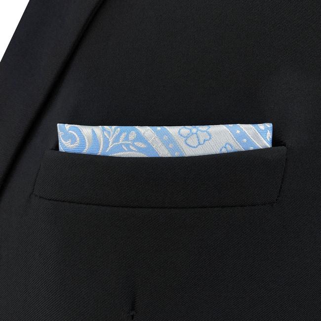 Shlax & Wing CH9 Blue Paisley Mens Pocket Square Silk Fashion Novelty Handkerchief Classic Groom Dress Hanky