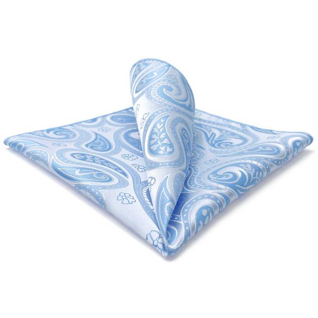 shlax & wing CH9 Blue Paisley Mens Pocket Square Silk Fashion Novelty Handkerchief Classic Groom Dress Hanky