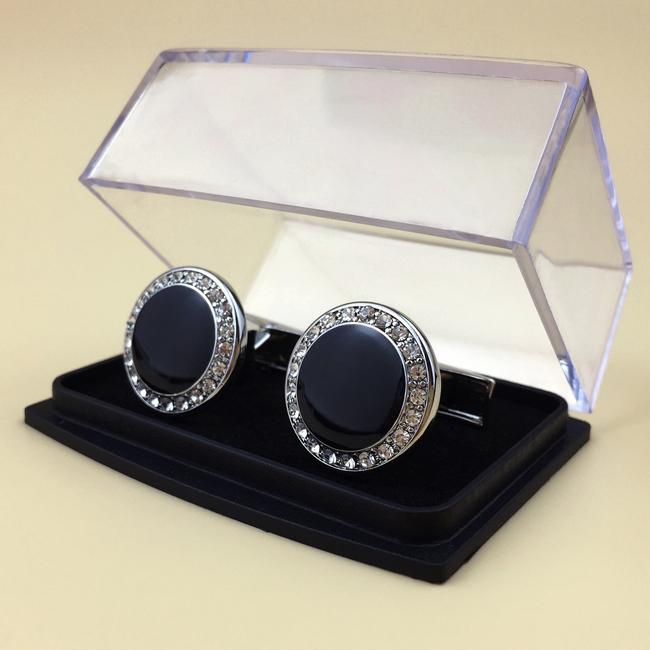 Shlax & Wing Circular Elegant Style Cuff Link For Men Cufflinks Blue Silver Shiny 63