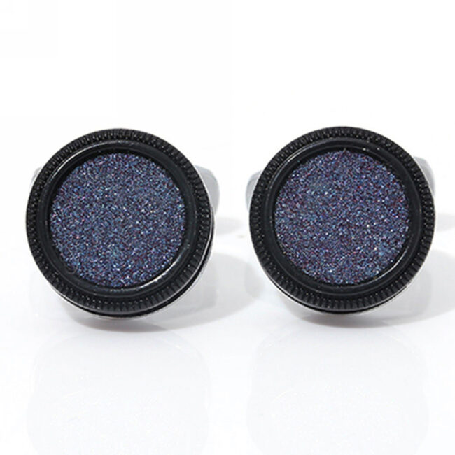 Shlax & Wing Circular Elegant Style Cuff Link For Men Cufflinks Blue Silver Shiny Fashion 98