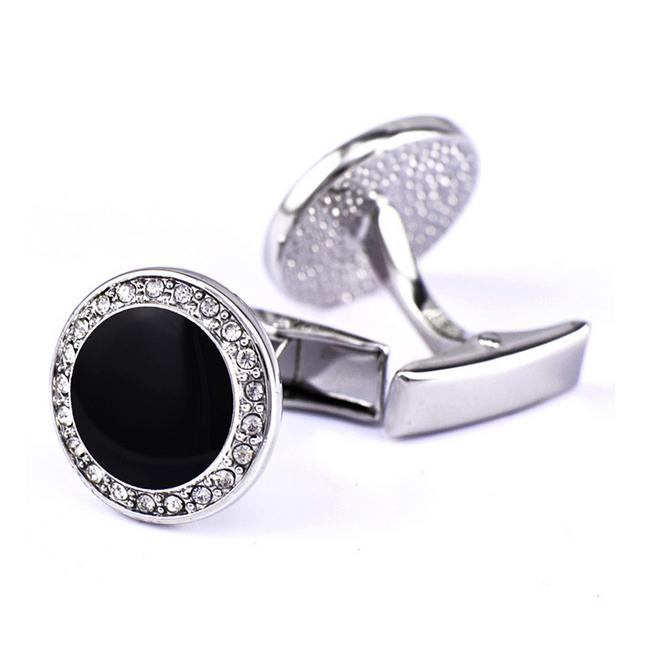 shlax & wing Circular Elegant Style Cuff Link for Men Cufflinks Blue Silver Shiny 63