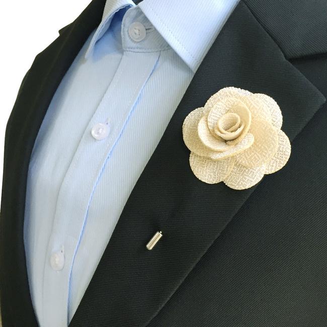Shlax & Wing Cream Cotton Blend Lapel Flowers Boutonniere Stick Pin Men’s Accessories Handmade Necktie