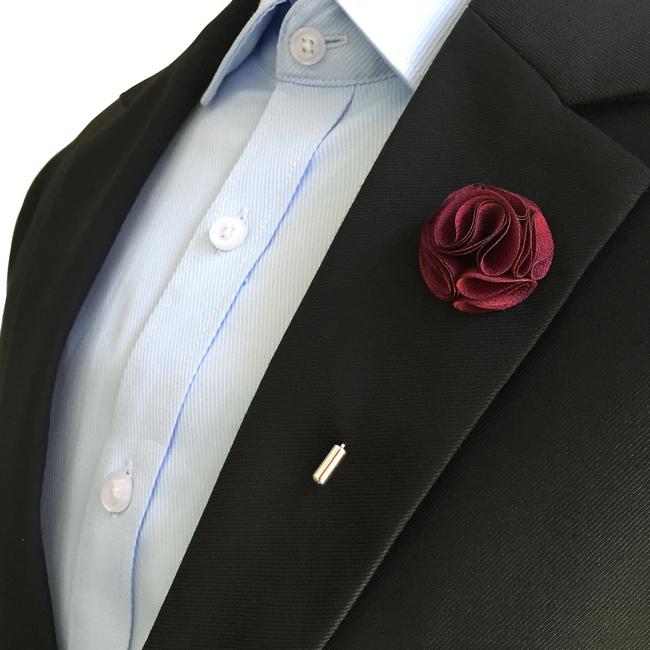 Shlax & Wing Crimson Cotton Blend Lapel Flowers Boutonniere Stick Pin Men’s Accessories Handmade Necktie