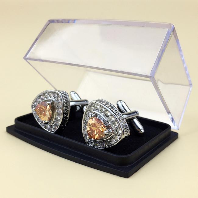 Shlax & Wing Cufflinks For Men Triangle Yellow Crystal Men’s Cuff Links Gift 58