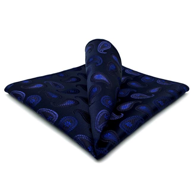 shlax & wing DH14 Navy Paisley Mens Pocket Square Silk Wedding Classic Handkerchief Novelty Fashion Groom Hanky