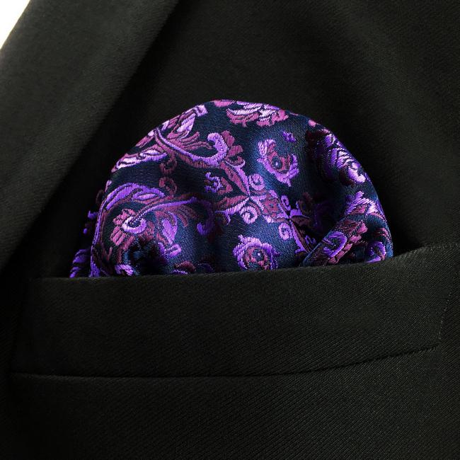 Shlax & Wing DH15 Purple Abstract Silk Jacquard Woven Mens Pocket Square Classic Fashion Accessory Hanky