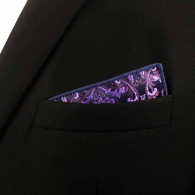 Shlax & Wing DH15 Purple Abstract Silk Jacquard Woven Mens Pocket Square Classic Fashion Accessory Hanky