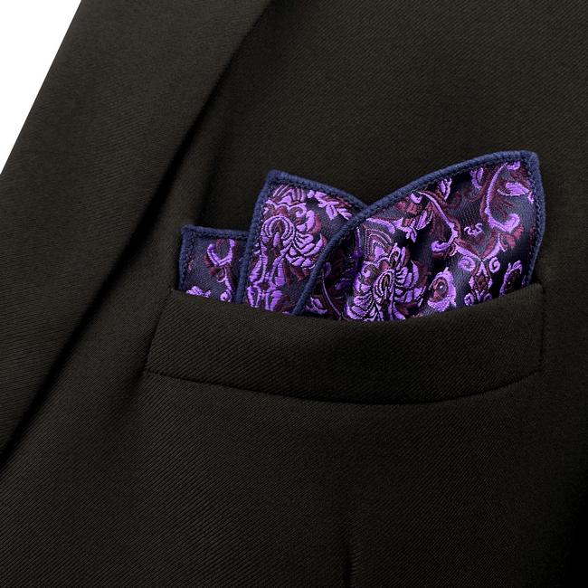 Shlax & Wing DH15 Purple Abstract Silk Jacquard Woven Mens Pocket Square Classic Fashion Accessory Hanky