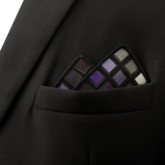 Shlax & Wing DH2 Purple Checkes Mens Pocket Square Classic Silk Handkerchief Wedding Fashion Hanky