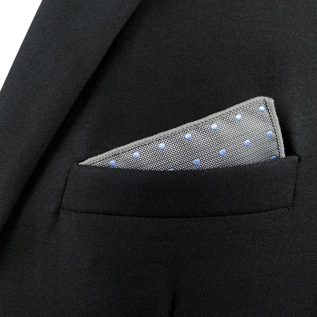 Shlax & Wing DH21 Grey Polka Dots Mens Pocket Square Silk Fashion Dress Handkerchief Wedding Groom Novelty Hanky