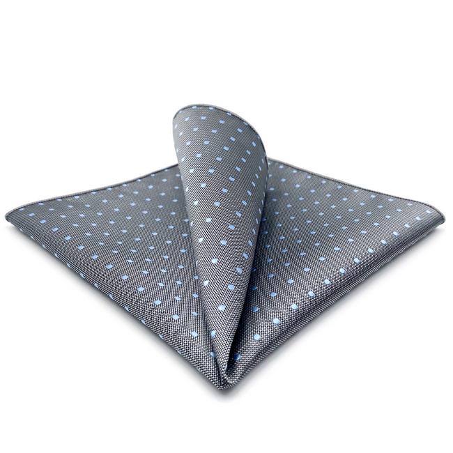 shlax & wing DH21 Grey Polka Dots Mens Pocket Square Silk Fashion Dress Handkerchief Wedding Groom Novelty Hanky