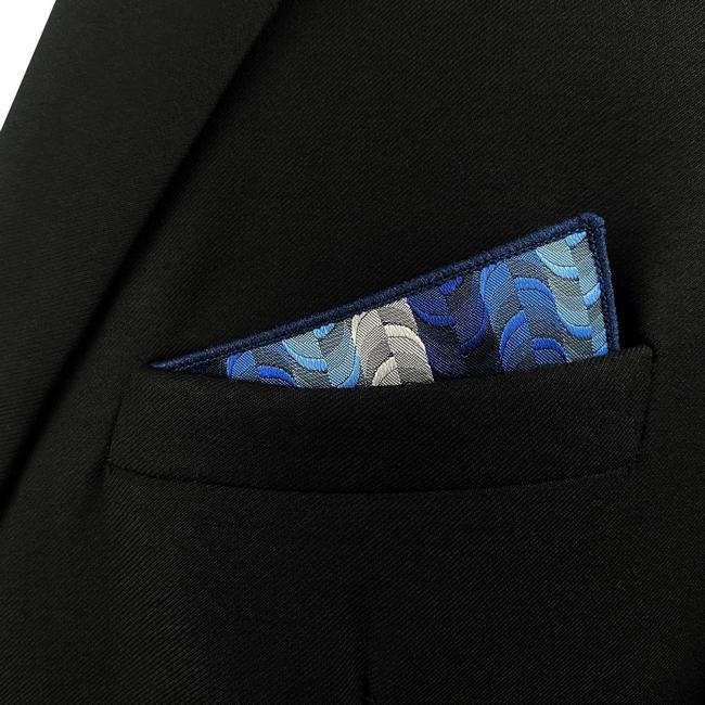 Shlax & Wing DH23 Blue Ripple Mens Pocket Square Silk Fashion Novelty Handkerchief Brand New Groom Hanky