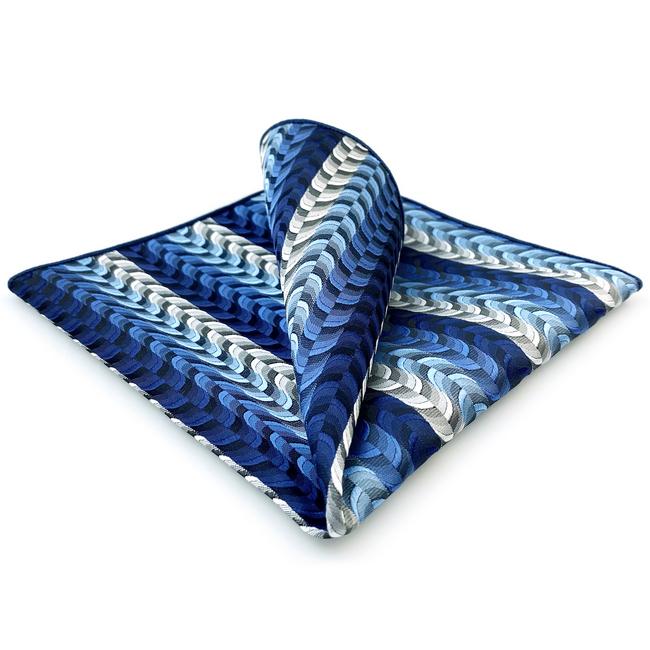 shlax & wing DH23 Blue Ripple Mens Pocket Square Silk Fashion Novelty Handkerchief Brand New Groom Hanky