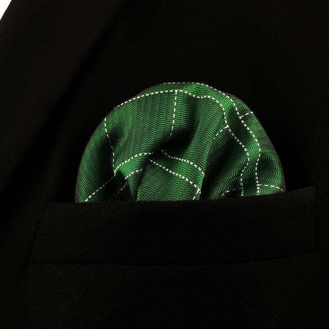Shlax & Wing DH28 Deep Green Checkes Silk Mens Pocket Square Wedding Fashion Handkerchief Classic Dress Hanky