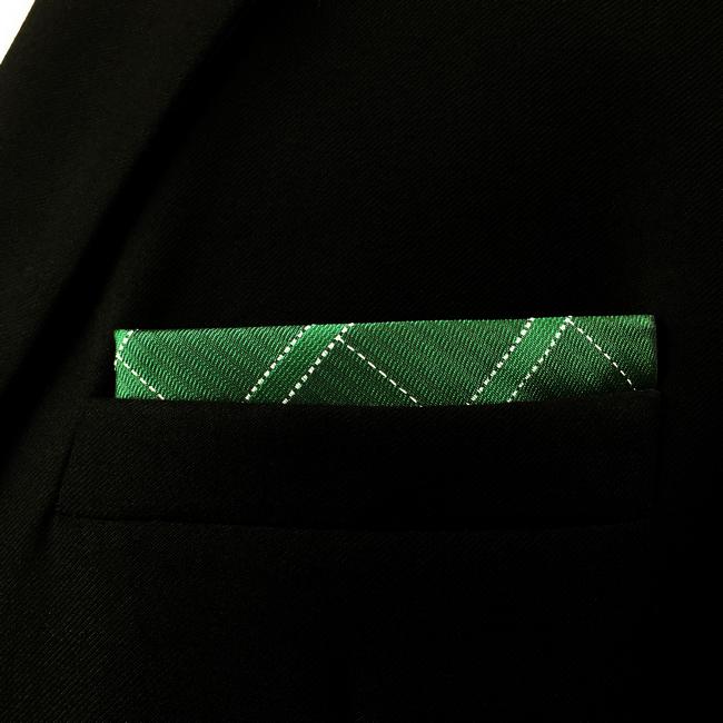 Shlax & Wing DH28 Deep Green Checkes Silk Mens Pocket Square Wedding Fashion Handkerchief Classic Dress Hanky