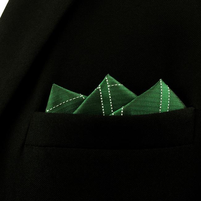 Shlax & Wing DH28 Deep Green Checkes Silk Mens Pocket Square Wedding Fashion Handkerchief Classic Dress Hanky