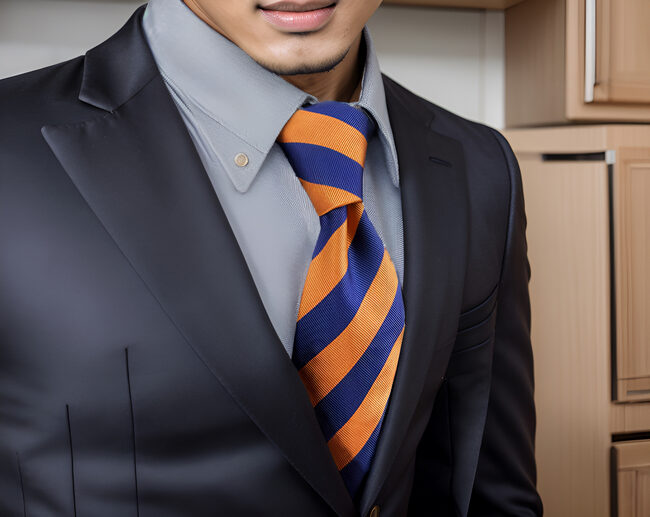 Shlax & Wing E27 Navy Orange Striped Silk Mens Necktie Wedding Dress Ties For Male Brand New Classic Bow Tie Pocket Square Set Extra Long Size