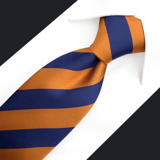 Shlax & Wing E27 Navy Orange Striped Silk Mens Necktie Wedding Dress Ties For Male Brand New Classic Bow Tie Pocket Square Set Extra Long Size