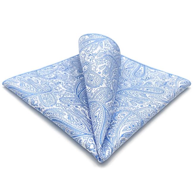 shlax & wing EH12 Azure Paisley Silk Mens Pocket Square Fashion Novelty Handkerchief Groom Classic Accessory Hanky