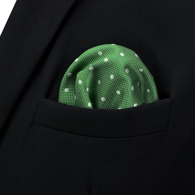 Shlax & Wing EH21 Green Polka Dots Silk Mens Pocket Square Classic Fashion Handkerchief Brand New Accessory Hanky